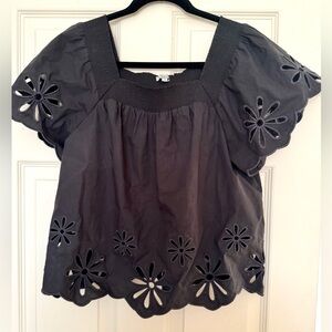 Rails Black Eyelet Blouse
